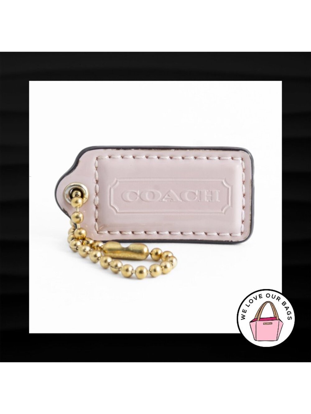 2" Medium COACH BEECHWOOD TAN LEATHER BRASS KEY FOB BAG CHARM KEYCHAIN HANG TAG